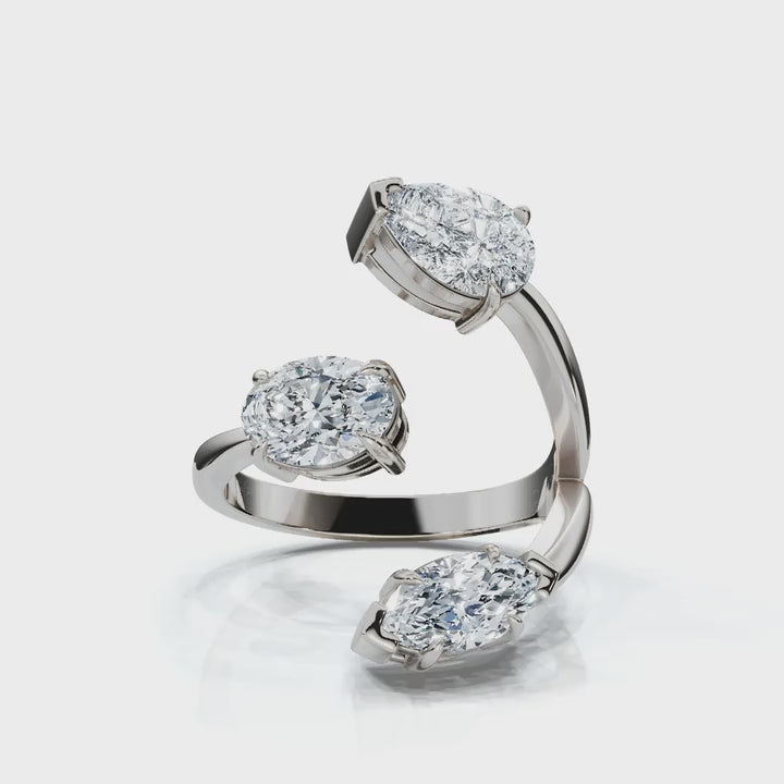 2.07-3 CTW Multi-Shape Fancy Cut Lab Grown Diamond Spiral Bypass Ring in Platinum Ring