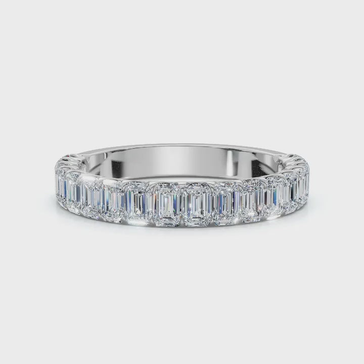 The Heritage Step: 1.62 CTW Emerald-Cut Diamond Eternity Ring 14K-18K Gold/Platinum