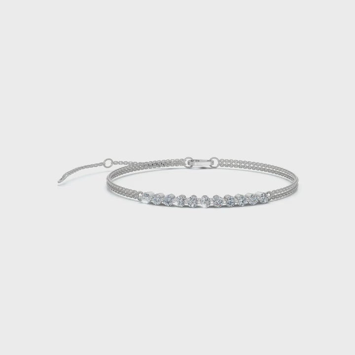 The Constellation Bar: 0.88 CTW Dual-Chain Lab-Grown Diamond Inline Bracelet Gold/Platinum