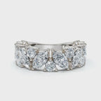 2.02 CTW Marquise & Round Mixed-Shape Asymmetric Cluster Band in Solid Platinum Ring