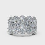 2.84 CTW Multi-Row Oval and Round Diamond Mosaic Statement Band in Platinum Ring