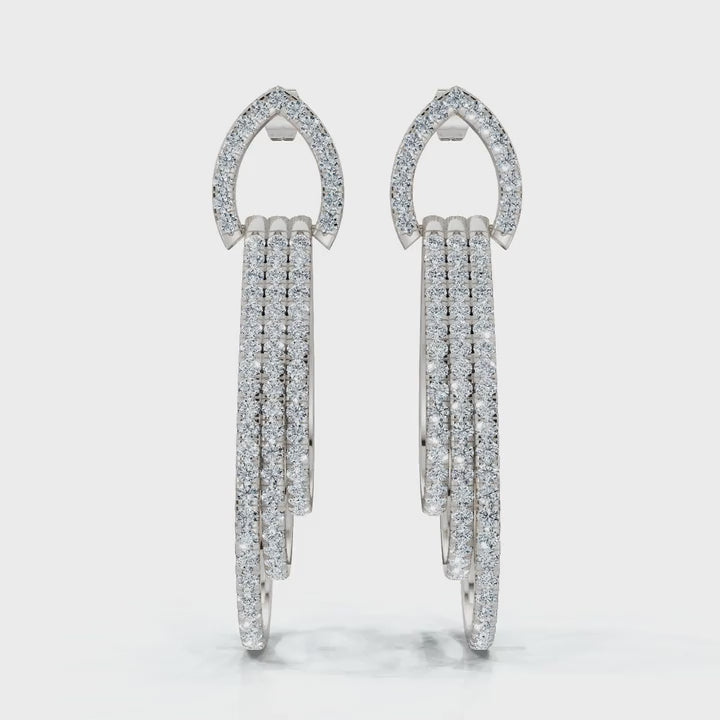 The Continuum Cascade: 2.65 CTW Concentric Layered Diamond Teardrop Drops 14K-18K Gold/Platinum