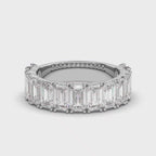 3.77 CTW Emerald-Cut Diamond Shared-Prong Half-Eternity Band in 14K White Gold Ring