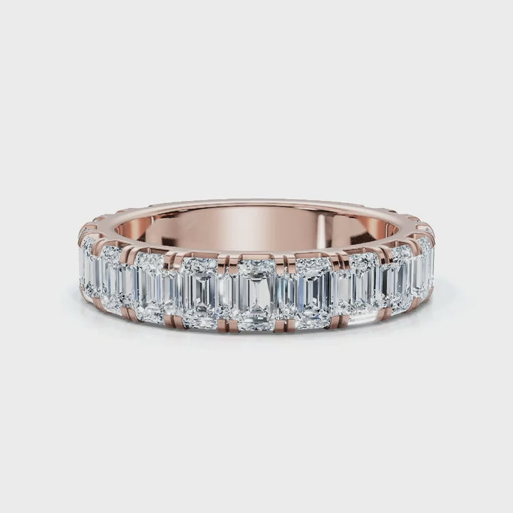 1.90-11 CTW Emerald Cut Lab Grown Diamond Eternity Band in 14K Rose Gold