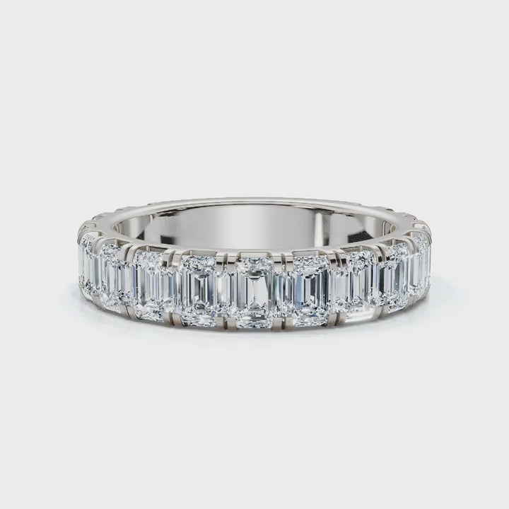 1.90-11 CTW Emerald Cut Lab Grown Diamond Eternity Band in 14K White Gold
